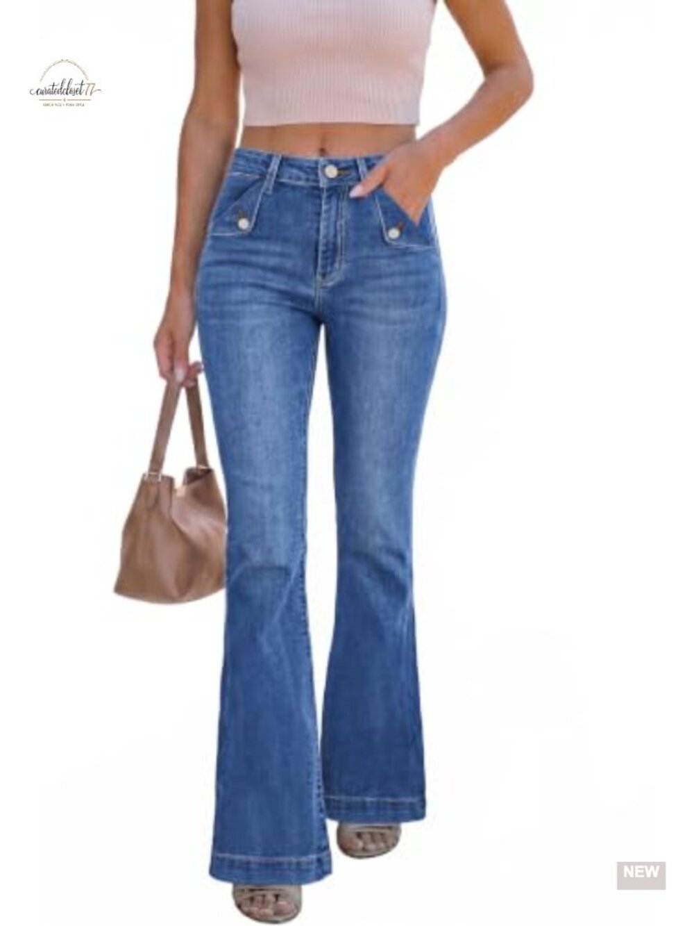 Sidefeel High Waisted Flare Jeans Stretchy Bootcut Denim Pants